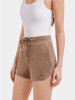 NWT RUDSAK Taupe Velour Drawstring Athletic Shorts, M